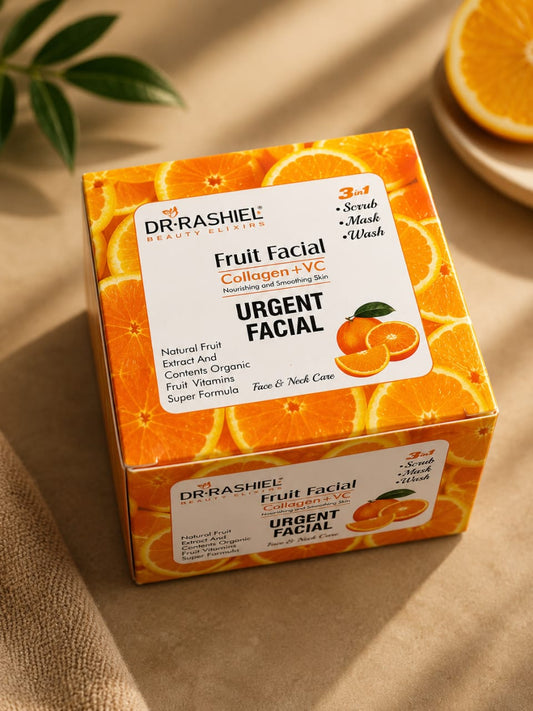 DR.RASHEL Fruit Facial Collagen + VC 3-in-1 Facial Kit – Scrub, Mask & Wash for Glowing Skin