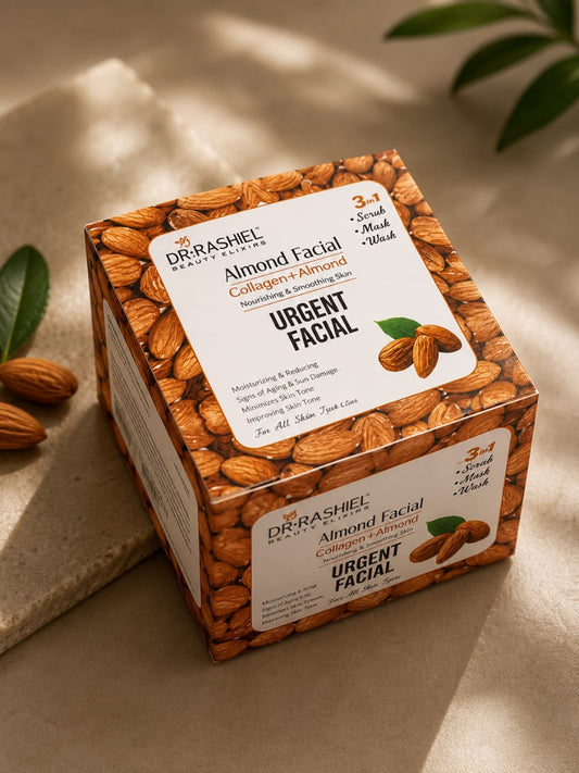 DR.RASHEL Almond Facial Kit | Collagen + Almond 3-in-1 Scrub, Mask & Cleanser