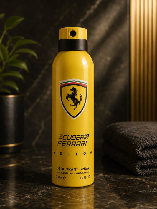 Scuderia Ferrari Yellow Deodorant Body Spray for Men – Long Lasting Freshness (200ml)