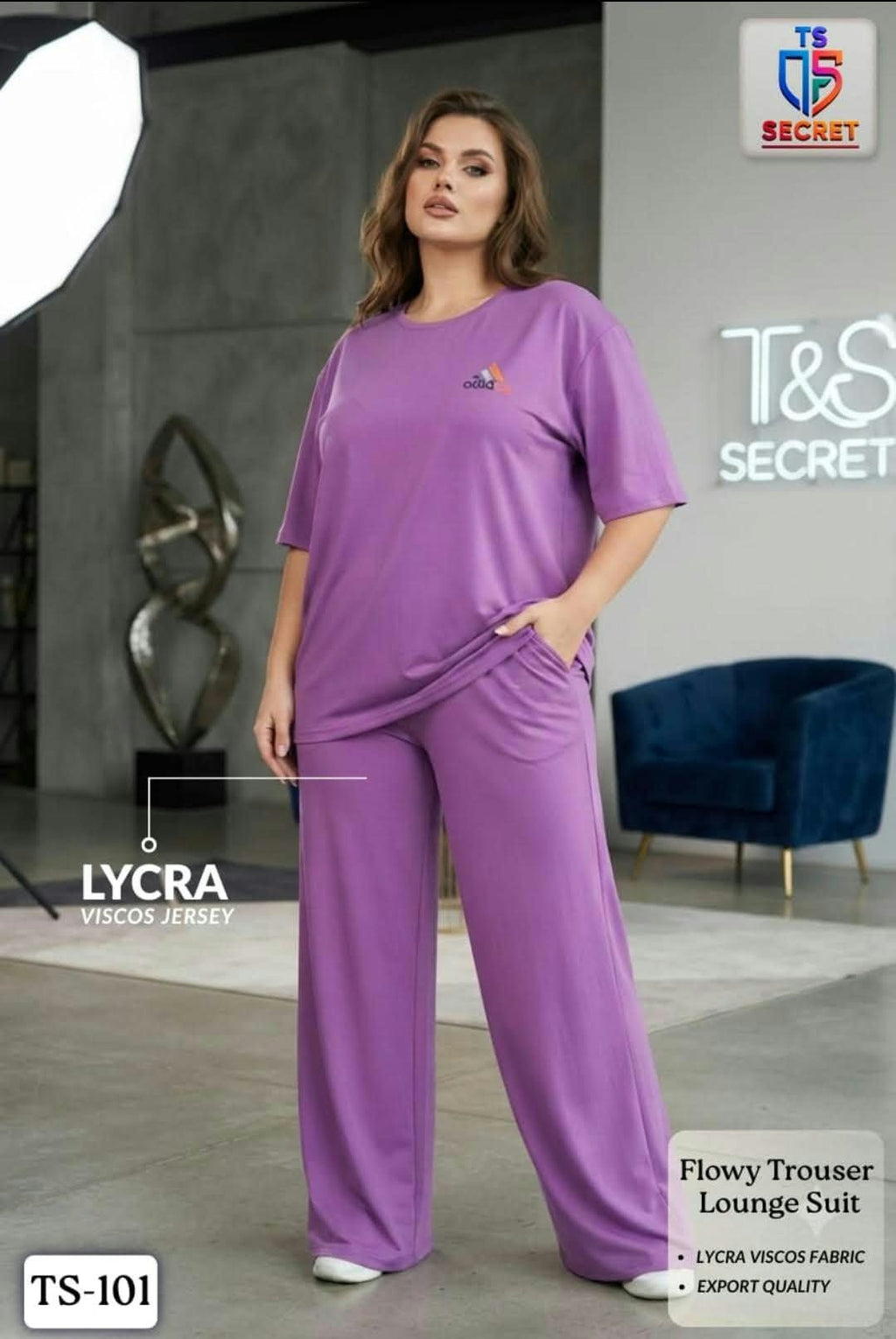 ✨ Premium Lycra Viscose 2-Piece Lounge Suit for Women | Elegant & Comfortable