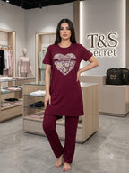 Premium Lycra Viscose 2-Piece Lounge Suit for Women | Elegant & Comfortable