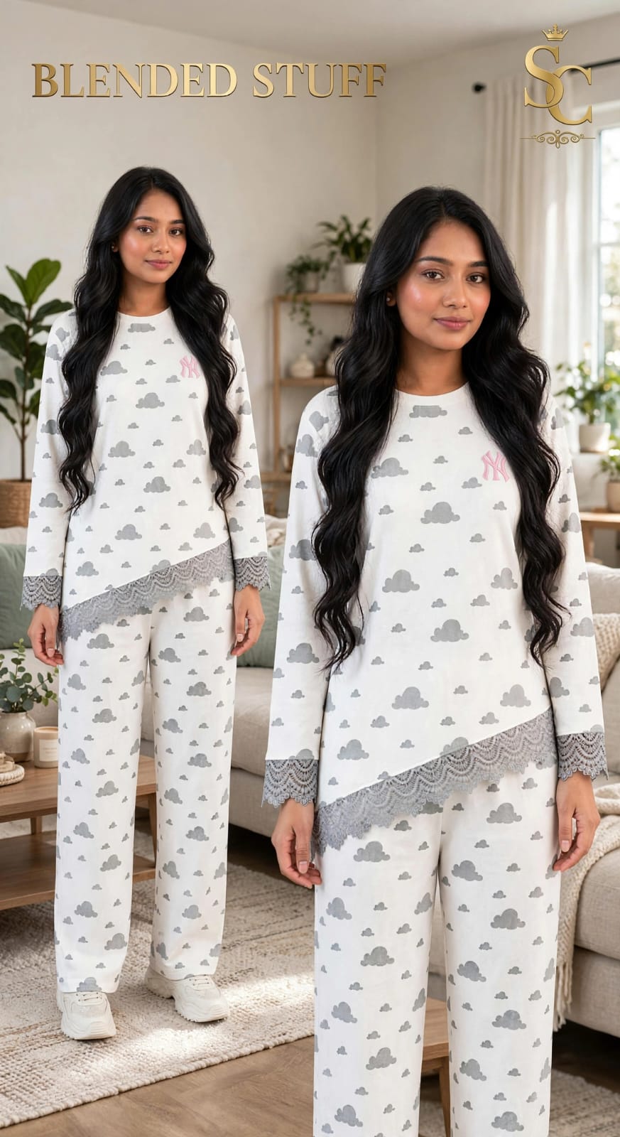 ✨ Premium Blended Fabric 2-Piece Pajama Set for Women | Stylish & Comfortable Sleepwear