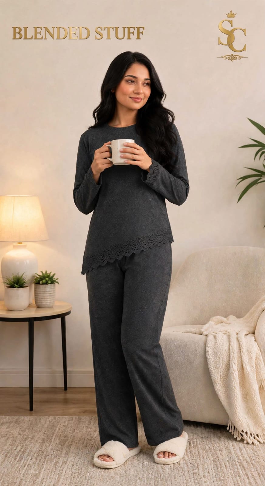 ✨ Premium Blended Fabric 2-Piece Pajama Set for Women | Stylish & Comfortable Sleepwear