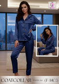✨ Premium Satin Coat Collar Pajama Set for Women | Elegant, Soft & Comfortable Sleepwear