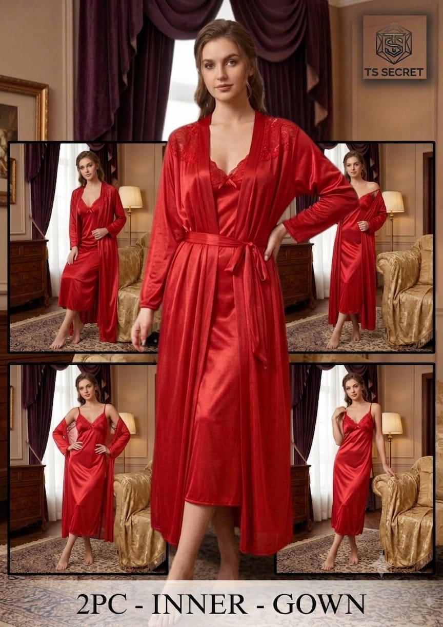 ✨ Premium Satin 2-Piece Inner Gown Set for Women | Elegant & Comfortable Nightwear