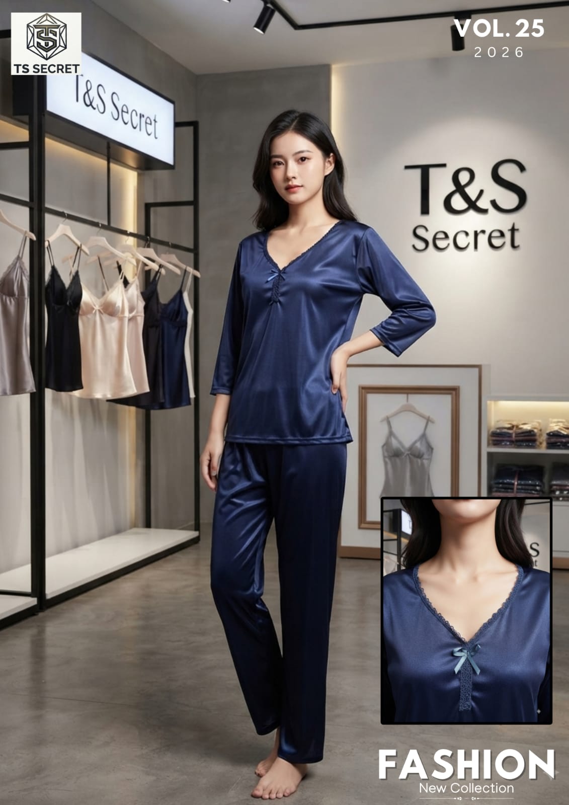 ✨ Premium Satin 2-Piece Inner Gown Set for Women | Elegant & Comfortable Nightwear